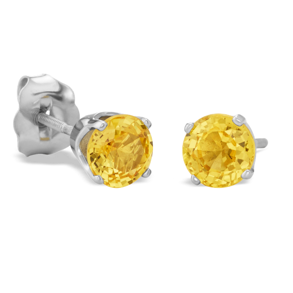 Round Yellow Natural Sapphires in White Gold image