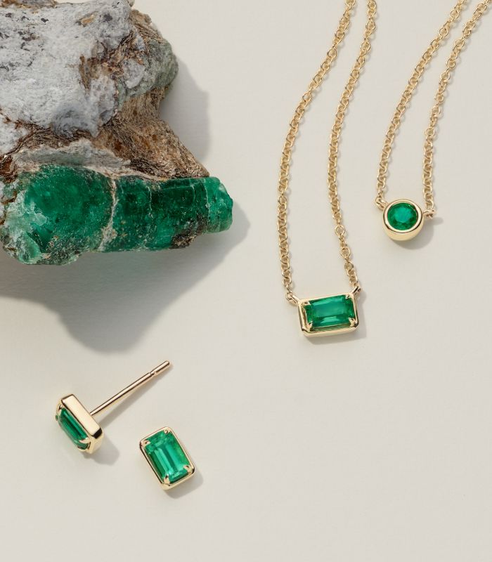 A collection of emerald fashion jewelry