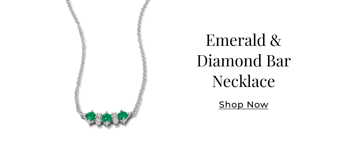Emerald & Diamond Bar Necklace - Shop Now >