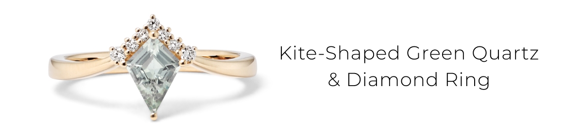 Kite-Shaped Green Quartz & Diamond Ring >