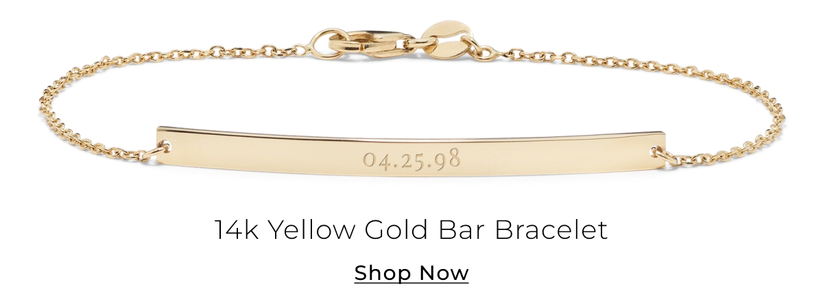 14k Yellow Gold Bar Bracelet - Shop Now >