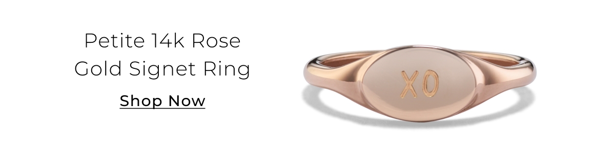 Petite 14k Rose Gold Signet Ring - Shop Now >