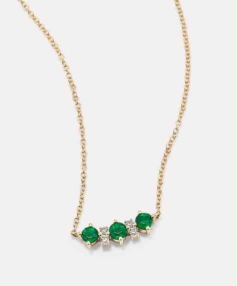 Emerald & Diamond Bar Necklace