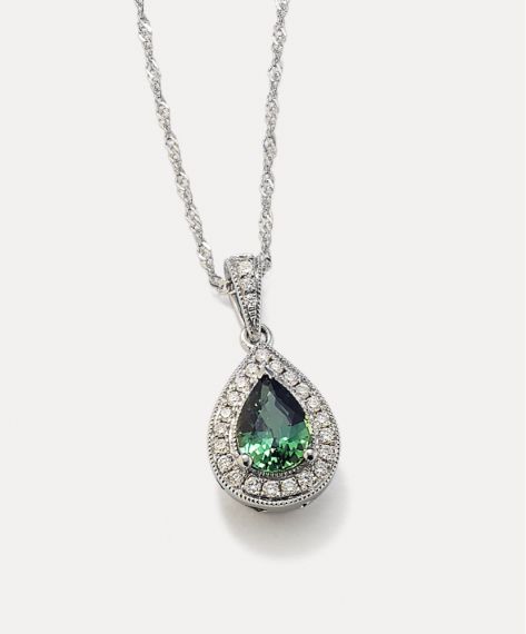 Green Sapphire & Diamond Pendant
