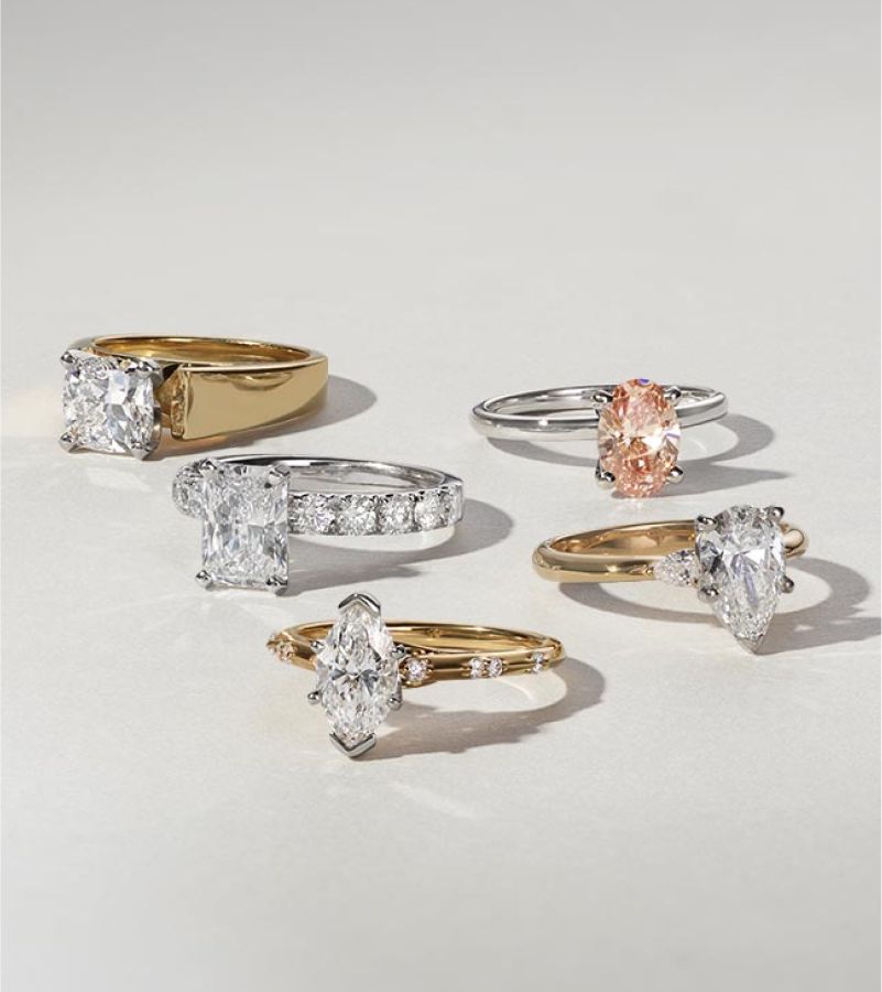 A collection of diamond engagement rings