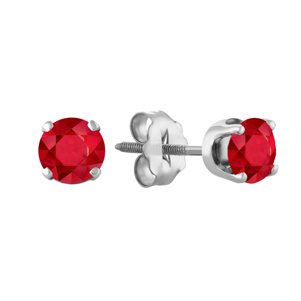 Natural Ruby Studs in White Gold