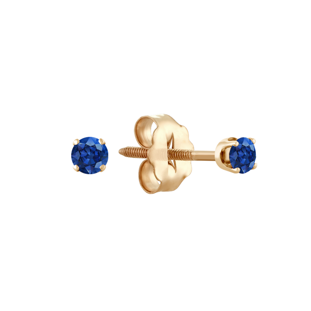 Traditional Blue Natural Sapphire Studs in Yellow Gold