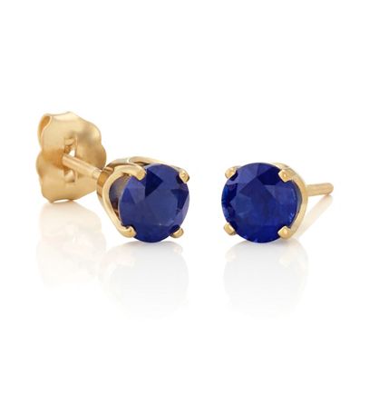 Round Traditional Blue Sapphires in Yellow Gold image