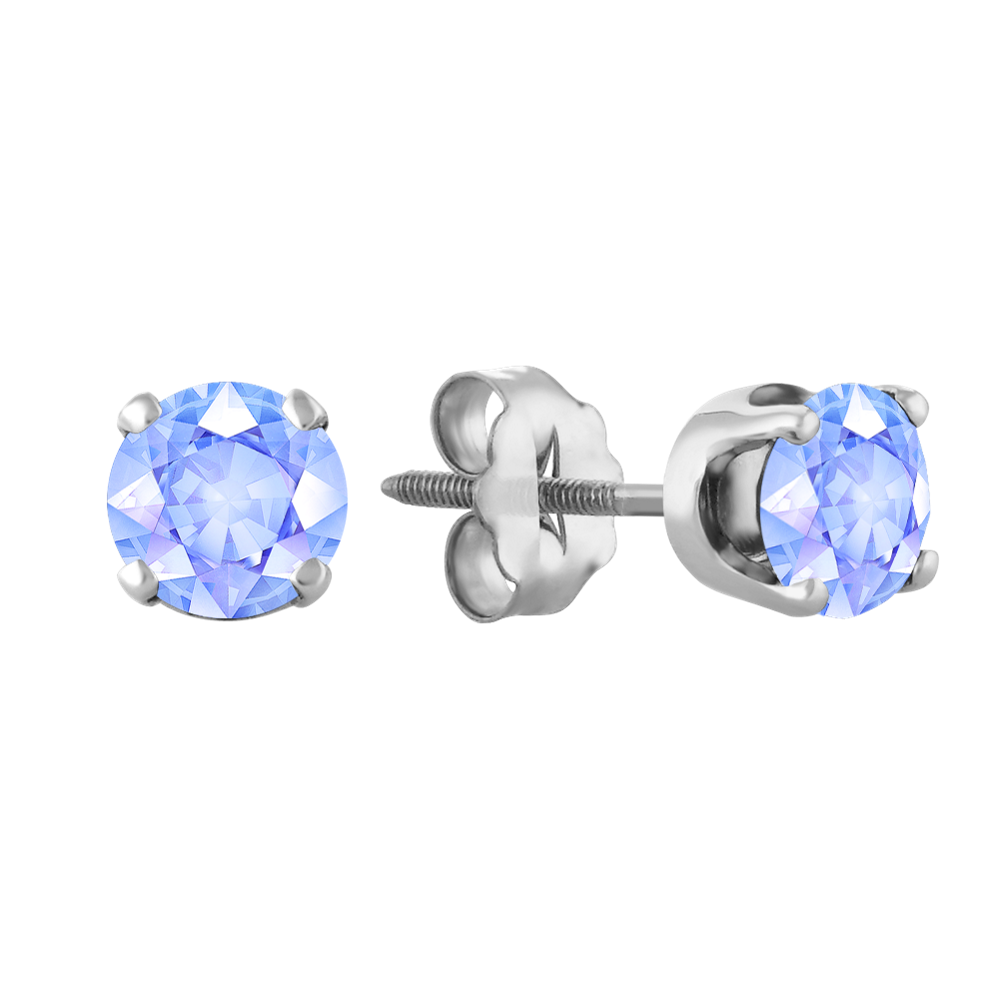 Ice Blue Natural Sapphire Studs in White Gold
