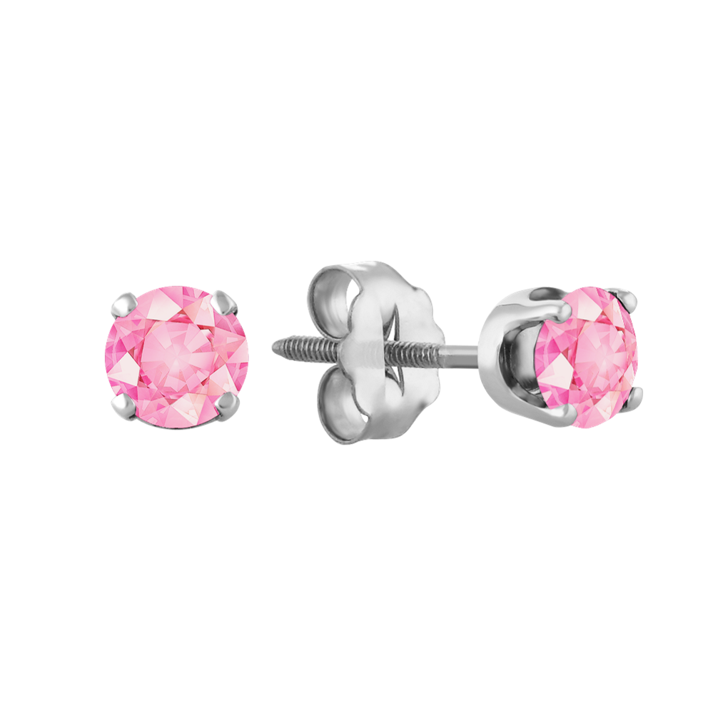 Pink Natural Sapphire Studs in White Gold