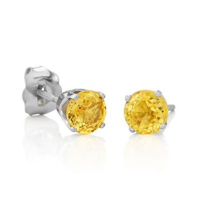 Round Yellow Natural Sapphires in White Gold