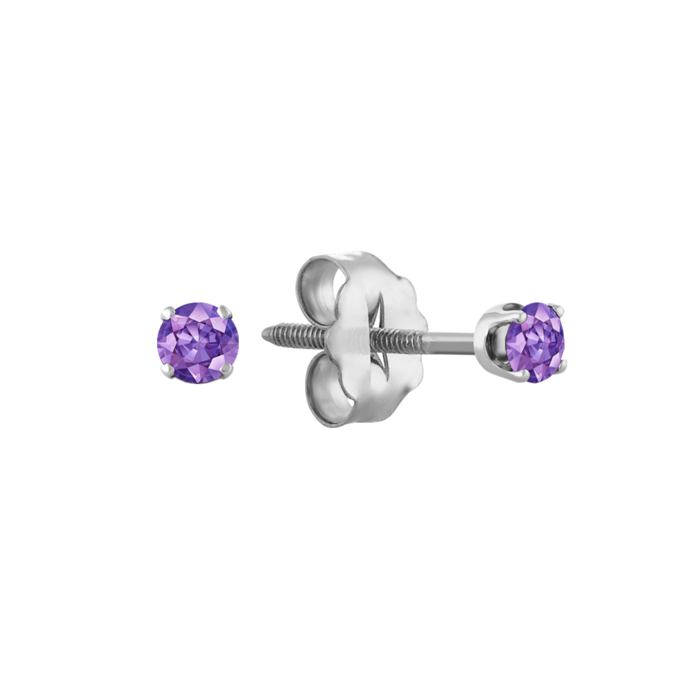 Lavender Natural Sapphire Studs in White Gold