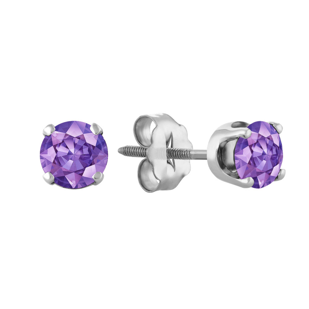 Lavender Natural Sapphire Studs in White Gold