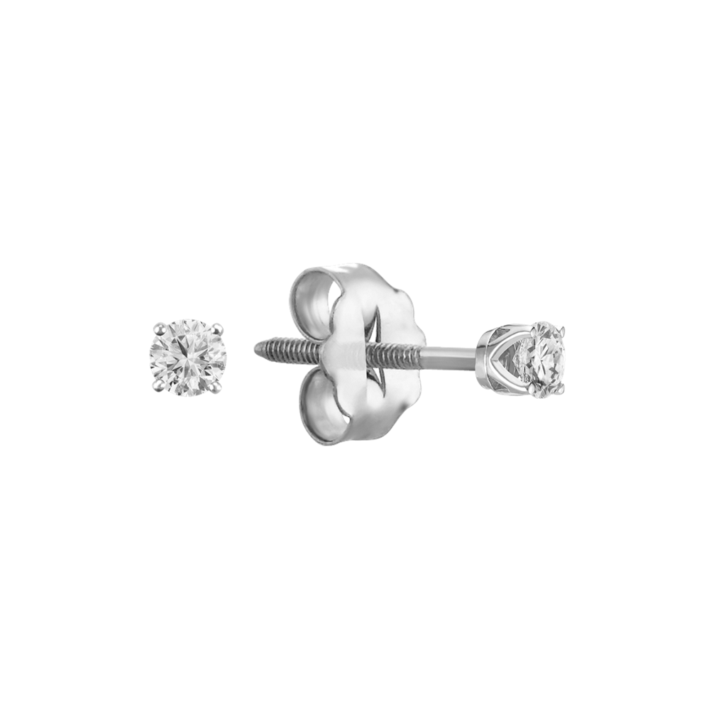 Round Natural Diamond Stud Earrings in White Gold