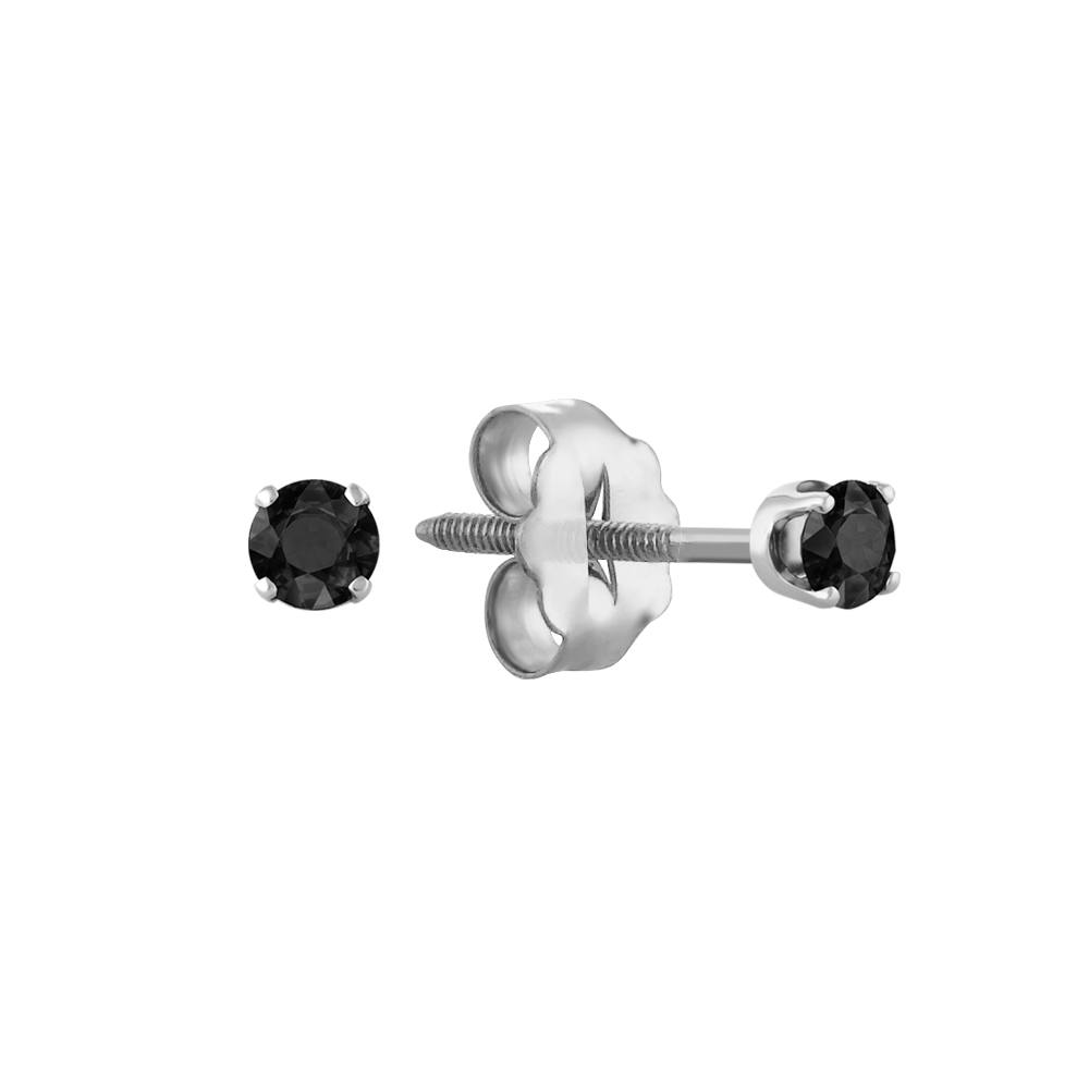 Black Natural Sapphire Studs in White Gold