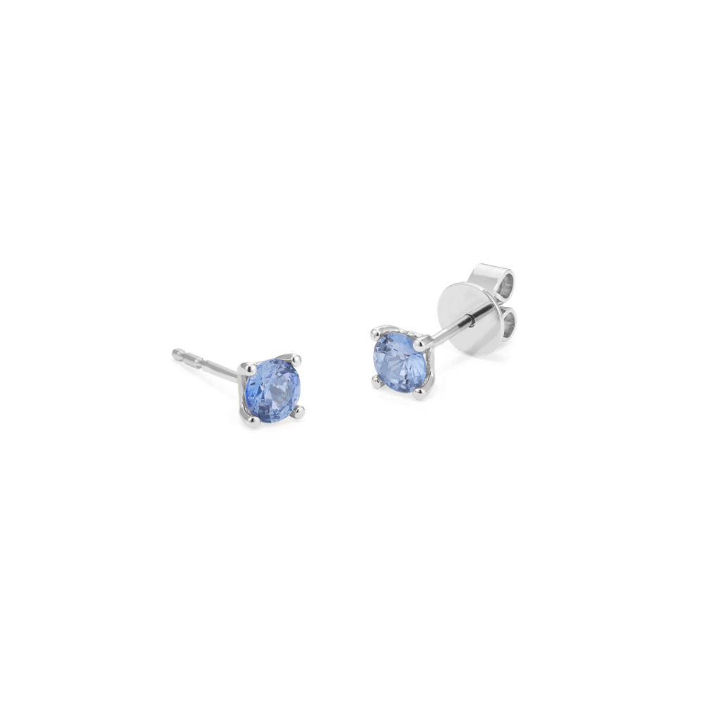 Ice Blue Natural Sapphire Studs in White Gold