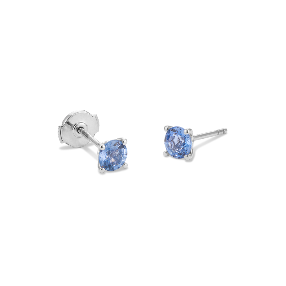 Ice Blue Natural Sapphire Studs in White Gold