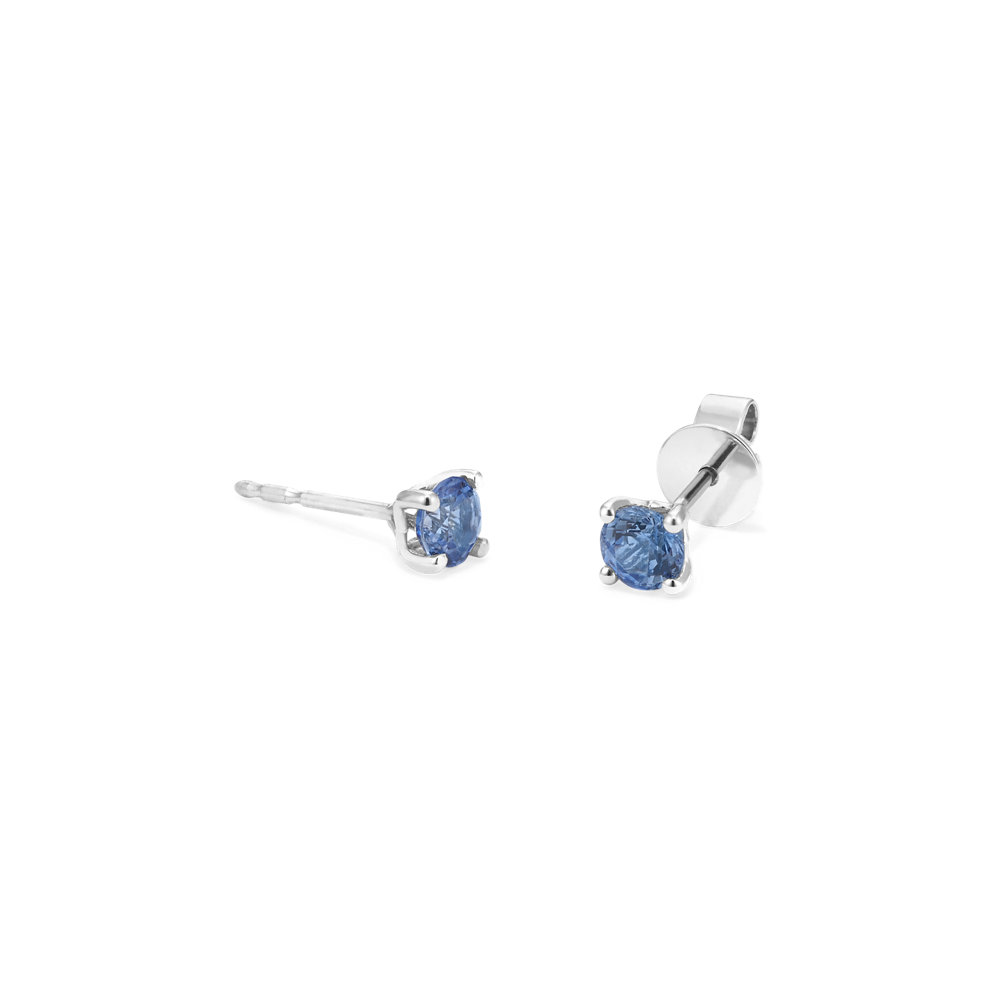 Kentucky Blue Natural Sapphire Studs in White Gold
