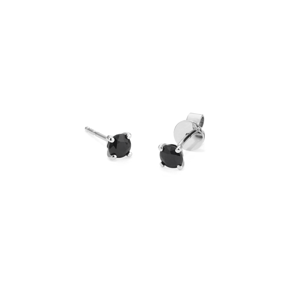Black Natural Sapphire Studs in White Gold