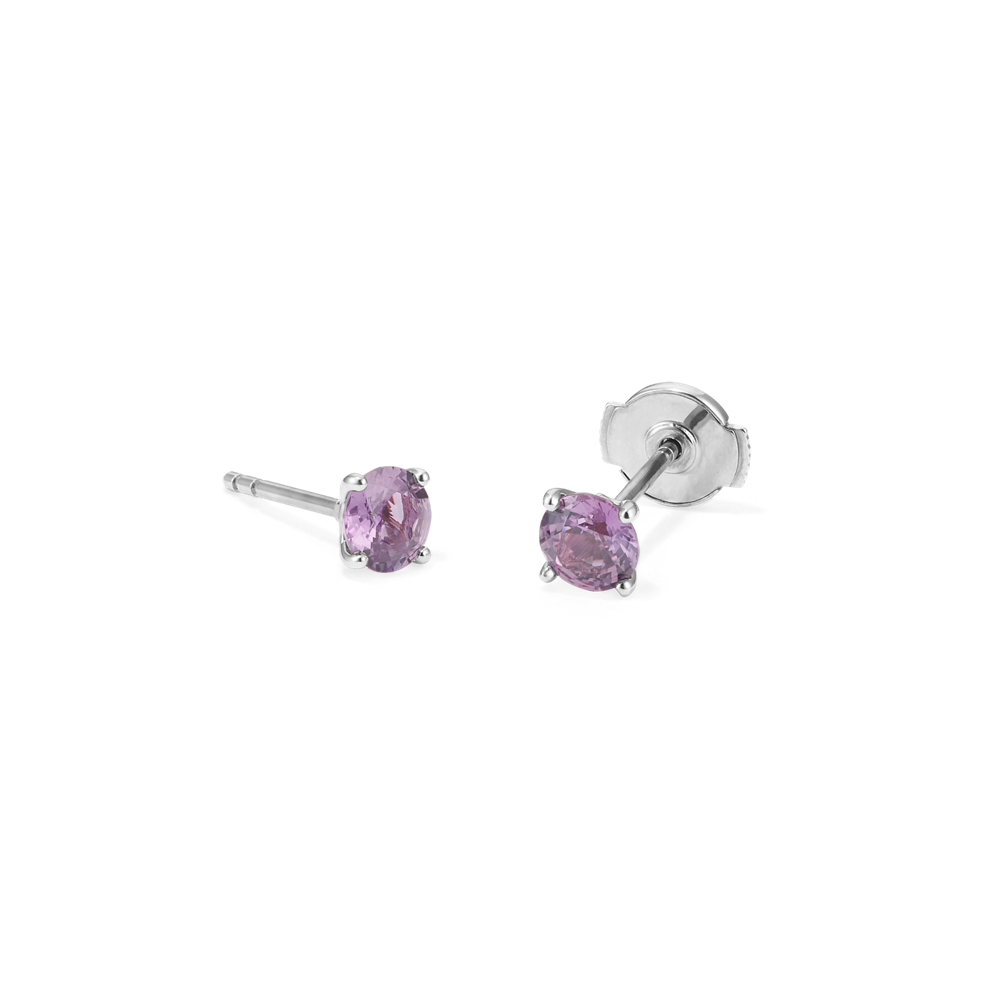Lavender Natural Sapphire Studs in White Gold
