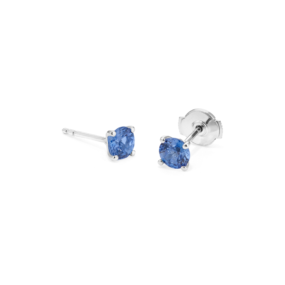Kentucky Blue Natural Sapphire Studs in White Gold