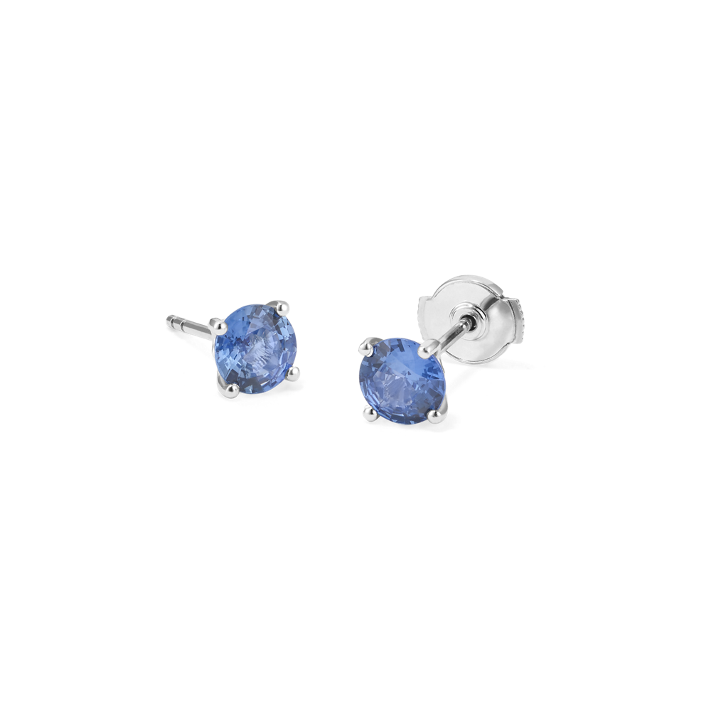 Kentucky Blue Natural Sapphire Studs in White Gold
