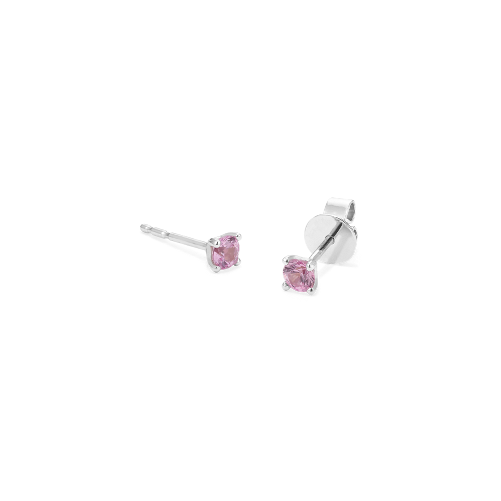 Pink Natural Sapphire Studs in White Gold