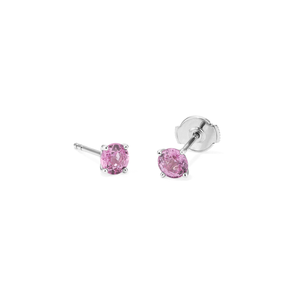 Pink Natural Sapphire Studs in White Gold