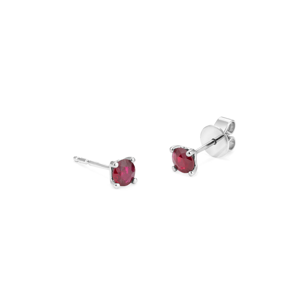 Natural Ruby Studs in White Gold