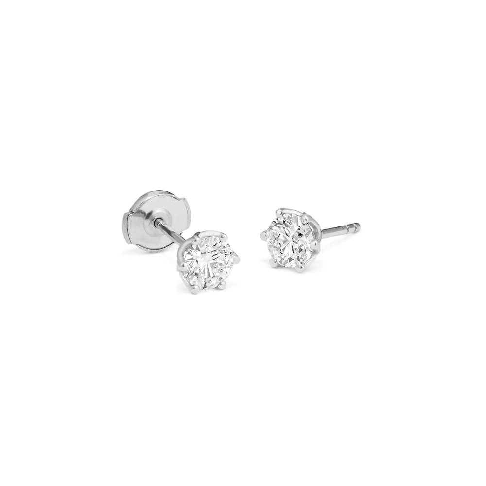 Round Natural Diamond Stud Earrings in Platinum