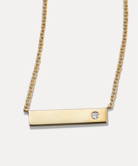 Diamond Accent Engravable Bar Necklace (18 in)