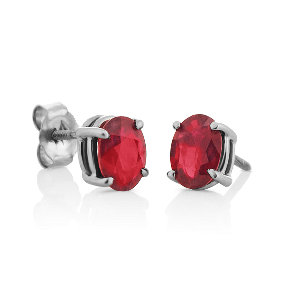 Oval Natural Rubies in White Gold