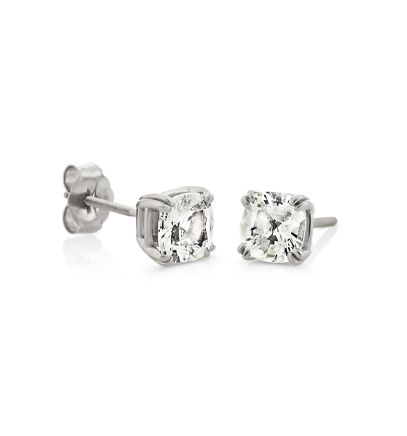 Cushion Cut White Sapphires in White Gold image