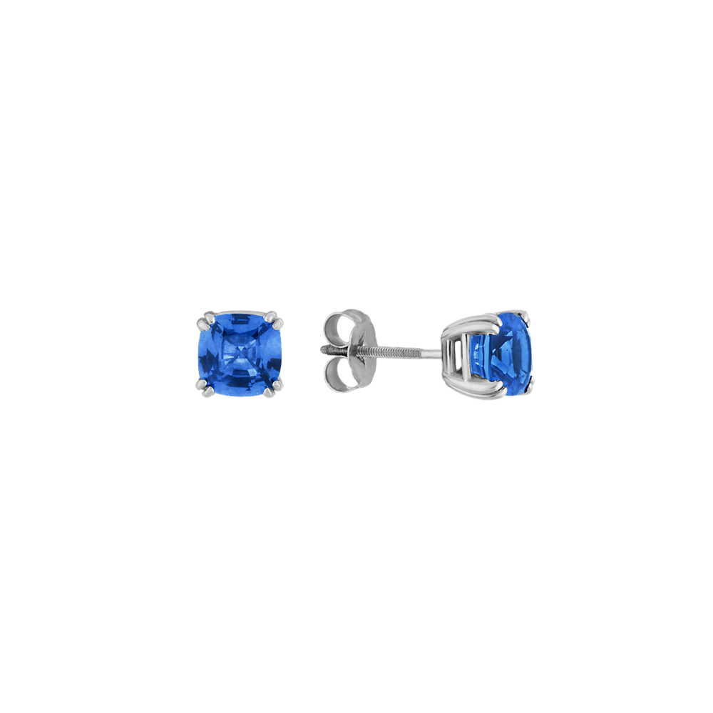 Cushion Kentucky Blue Natural Sapphire Studs