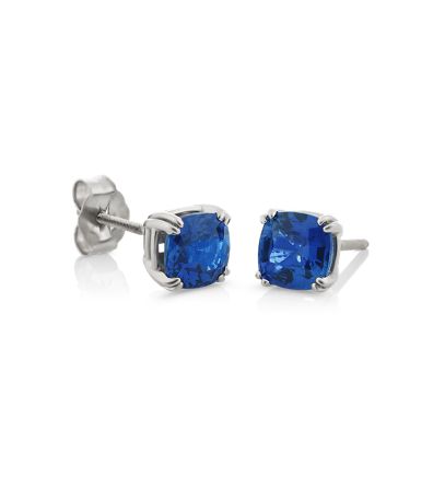 Cushion Cut Traditional Blue Sapphires in White Gold image