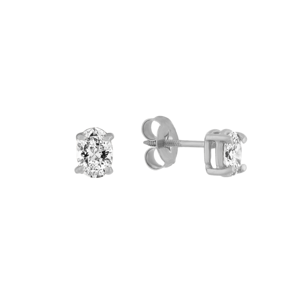 Oval Natural Diamond Stud Earrings in White Gold