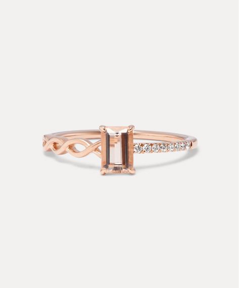 Asymmetrical Morganite & Diamond Ring