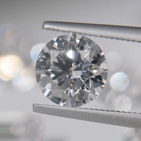 A finalized lab grown diamond cut and polished to Shane Co. standards