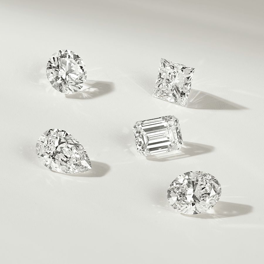 Lab grown diamonds of different shapes
