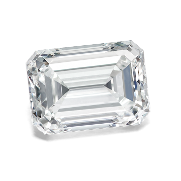 A loose emerald cut diamond