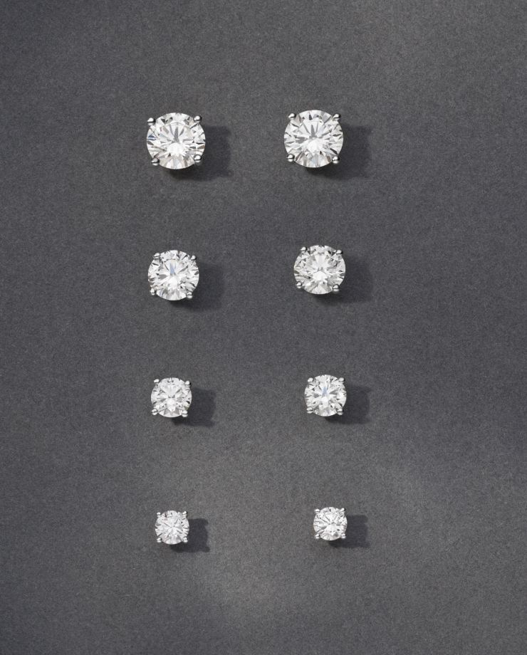 Diamond stud earrings increasing in size