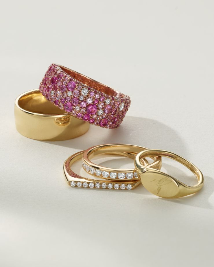 A collection of fashion rings of different styles