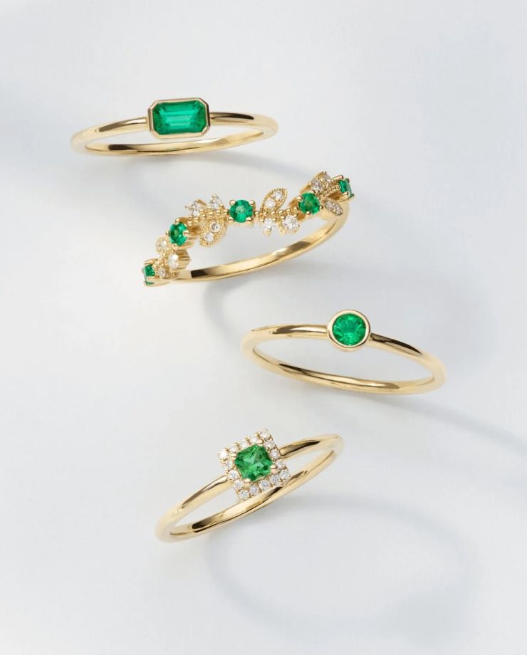 A collection of emerald fashion rings