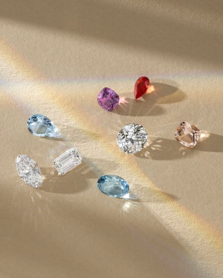 A collection of loose gemstones