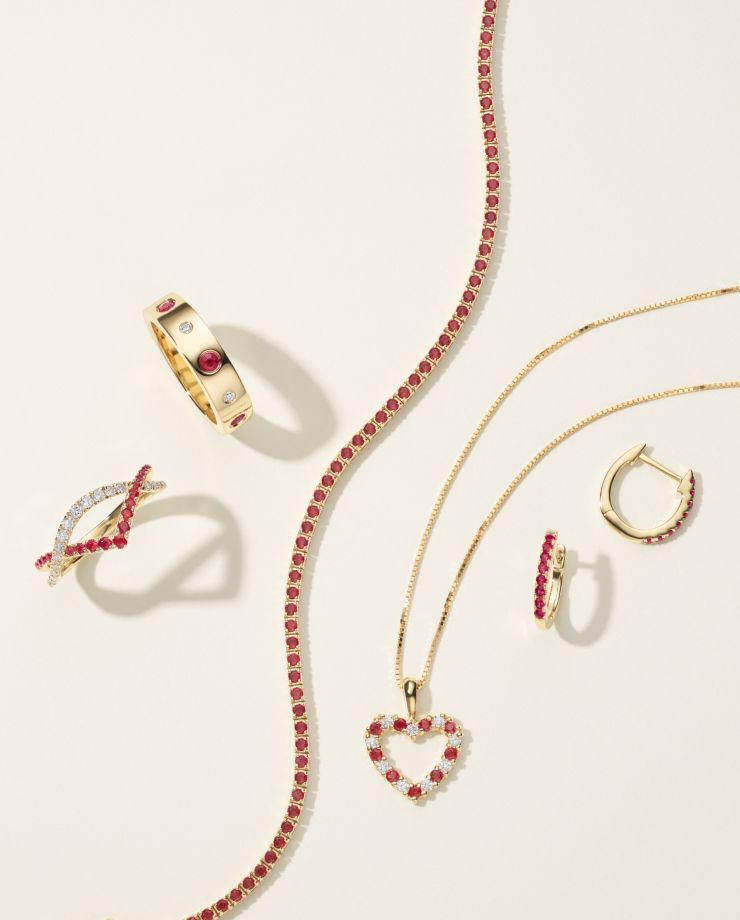 A collection of ruby jewelry