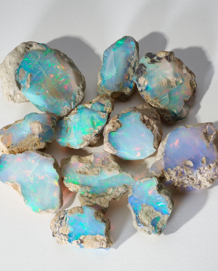 A collection of raw opals