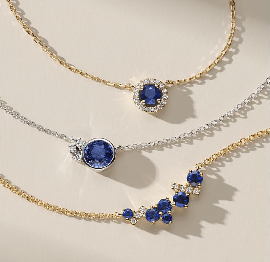 A collection of sapphire fashion jewelry for September birthdays