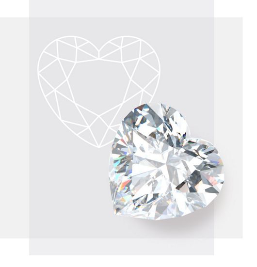 A heart-shaped diamond on a colored background