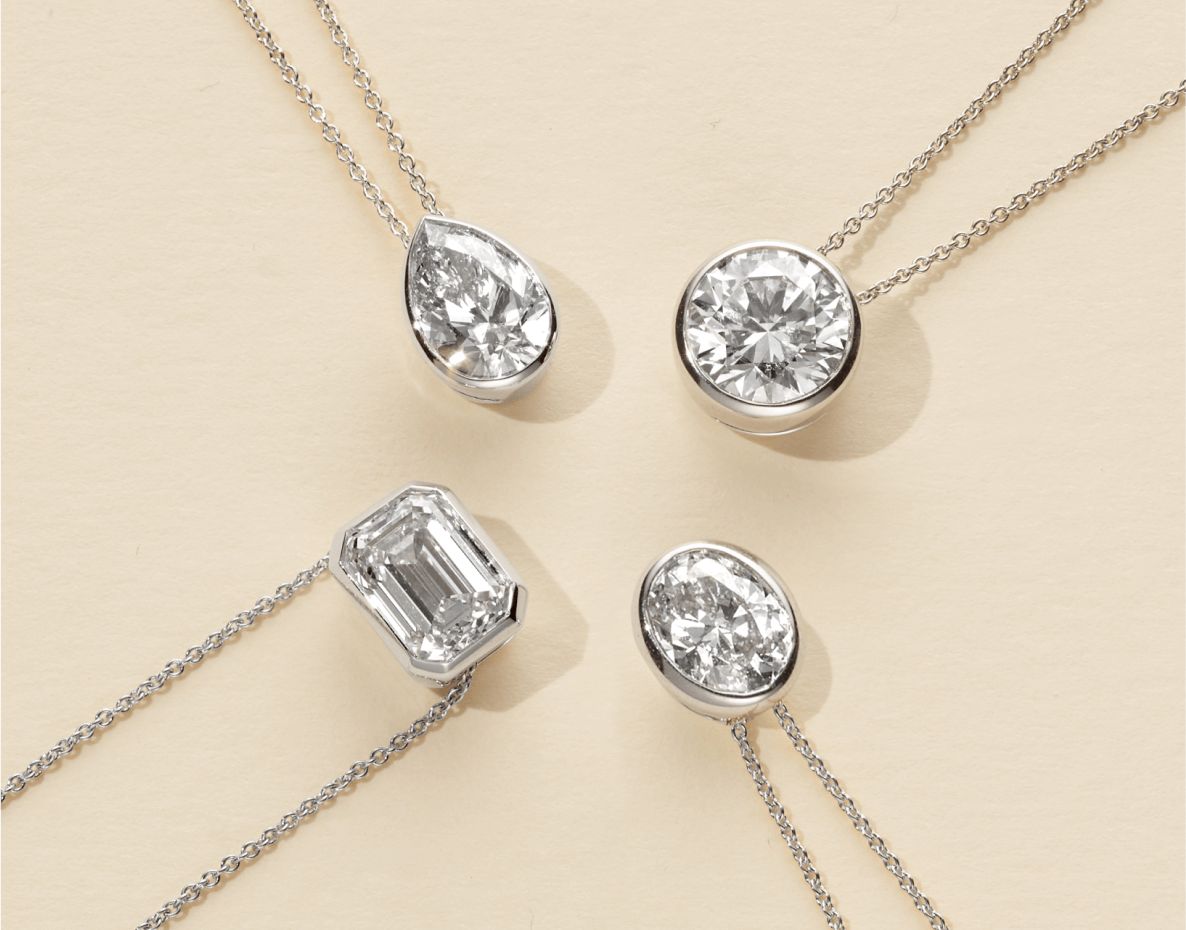 A collection of lab grown diamond pendants