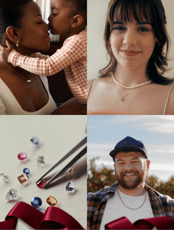 A collage of people wearing different styles of jewelry